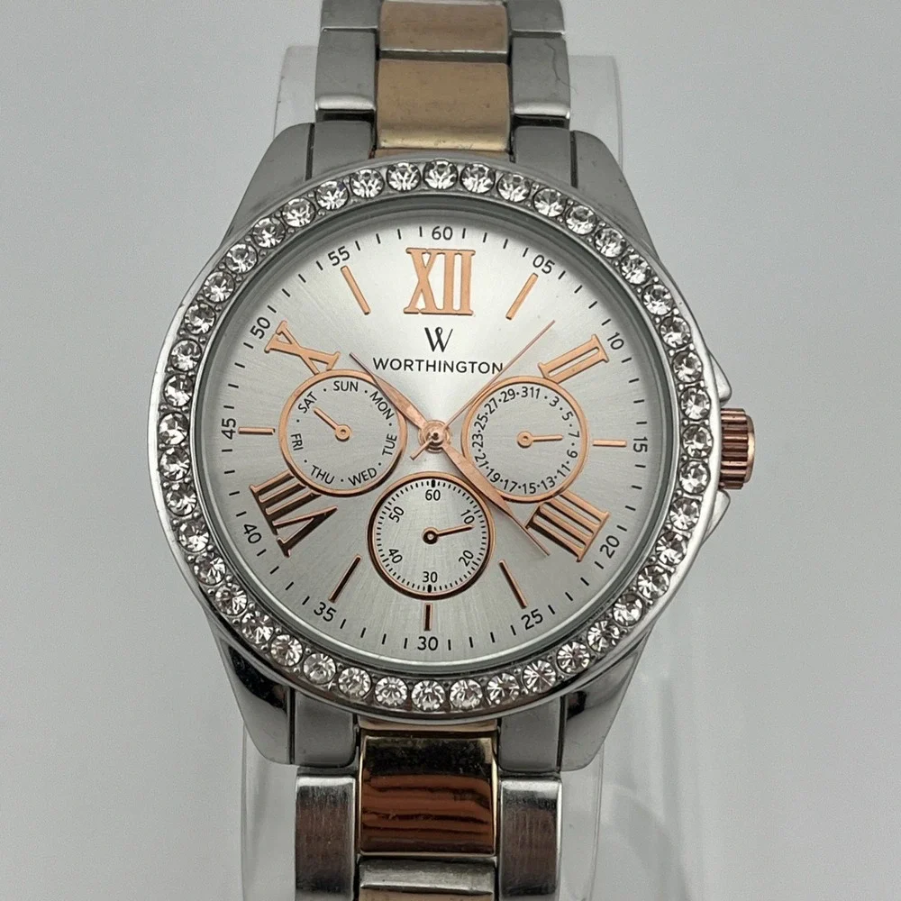 Worthington Watch Women 38mm Case Crystal Bezel Two Tone 7.25